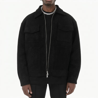 Giacca con zip e texture effetto camoscio da uomo 3