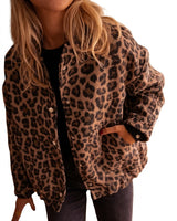 Giacca da donna con stampa leopardata e bottoni a pressione 1