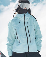 Giacca da sci con cappuccio da donna con tasche con zip 4