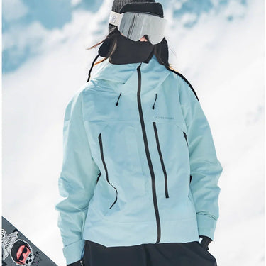 Giacca da sci con cappuccio da donna con tasche con zip 4