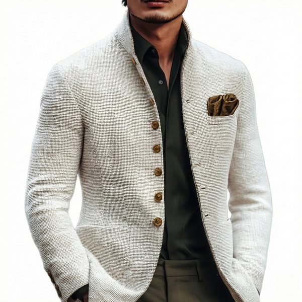 Giacca da uomo con collo alla coreana e texture 1