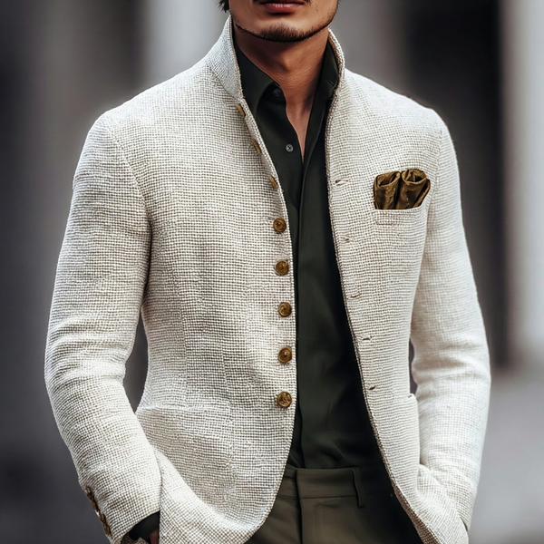 Giacca da uomo con collo alla coreana e texture 2