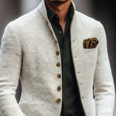 Giacca da uomo con collo alla coreana e texture 5
