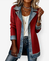 Giacca in maglia a coste da donna con finiture in denim 5