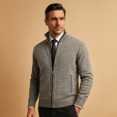 Giacca in maglia con zip e collo a lupetto da uomo 4