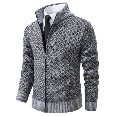 Giacca in maglia da uomo con zip e collo alto 2