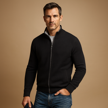 Giacca in maglia da uomo con zip e collo alto 3