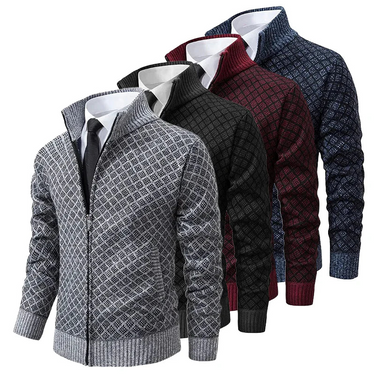 Giacca in maglia da uomo con zip e collo alto 5