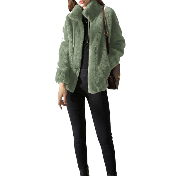 Giacca in pile con zip e collo alto da donna 1