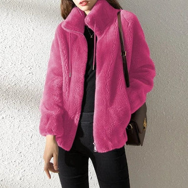 Giacca in pile con zip e collo alto da donna 4