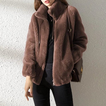Giacca in pile con zip e collo alto da donna 5