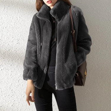 Giacca in pile con zip e collo alto da donna 7