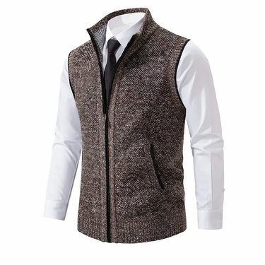 Gilet in maglia con zip e collo alto da uomo 1