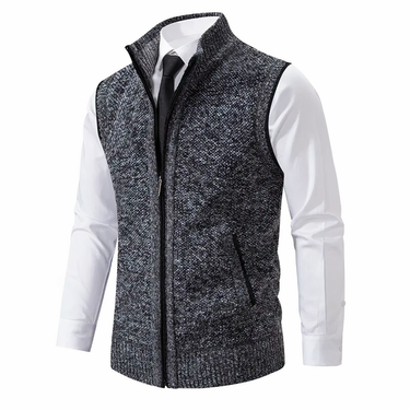Gilet in maglia con zip e collo alto da uomo 3