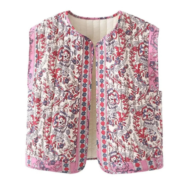 Gilet trapuntato da donna con stampa floreale 1
