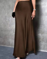 Gonna lunga in raso a vita alta da donna 13