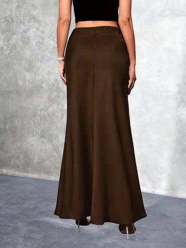 Gonna lunga in raso a vita alta da donna 14