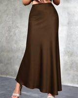 Gonna lunga in raso a vita alta da donna 15
