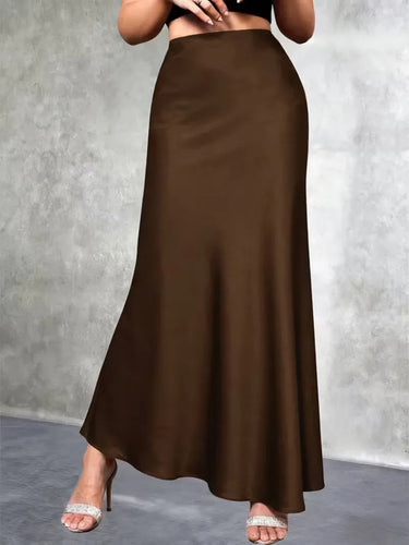 Gonna lunga in raso a vita alta da donna 15