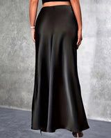 Gonna lunga in raso a vita alta da donna 17