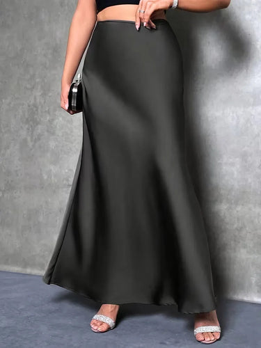 Gonna lunga in raso a vita alta da donna 20