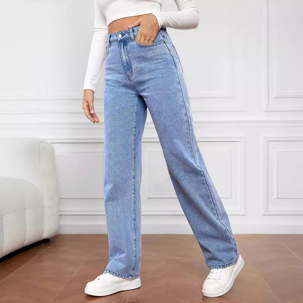 Jeans a gamba dritta a vita alta da donna 2