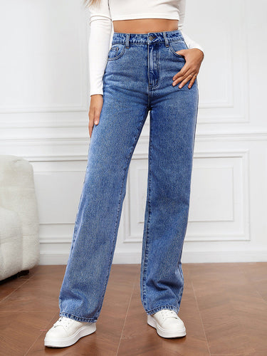 Jeans a gamba dritta a vita alta da donna 6