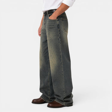 Jeans da uomo a gamba larga con effetto consumato 3