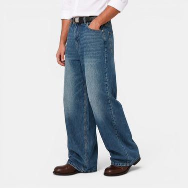 Jeans da uomo a gamba larga con effetto consumato 5