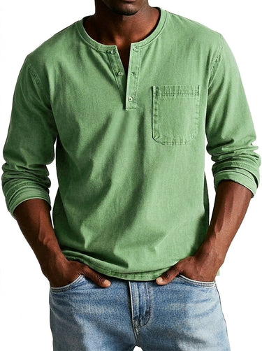 Maglia Henley a maniche lunghe da uomo con taschino 1