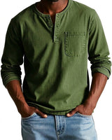 Maglia Henley a maniche lunghe da uomo con taschino 2