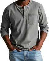 Maglia Henley a maniche lunghe da uomo con taschino 4