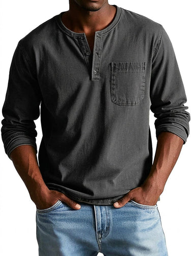 Maglia Henley a maniche lunghe da uomo con taschino 5