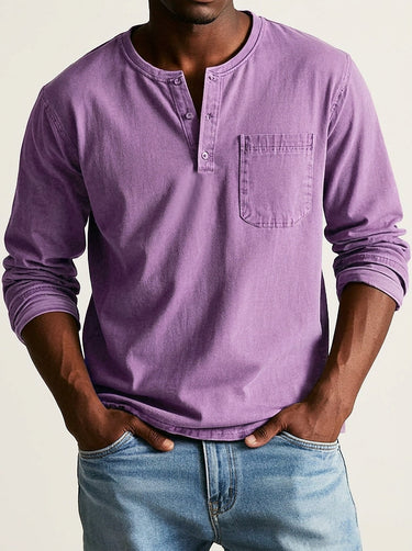 Maglia Henley a maniche lunghe da uomo con taschino 8
