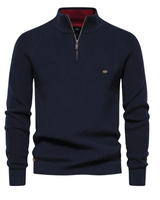Maglione a coste con zip a un quarto da uomo 1
