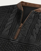 Maglione in maglia a motivi geometrici con zip a un quarto e toppe sui gomiti da uomo 11
