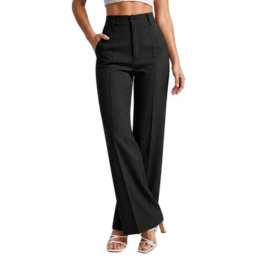 Pantaloni a gamba dritta a vita alta da donna 1