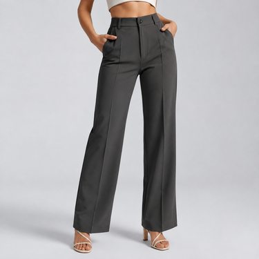 Pantaloni a gamba dritta a vita alta da donna 10
