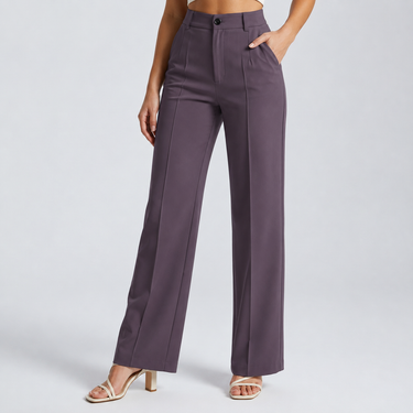 Pantaloni a gamba dritta a vita alta da donna 22