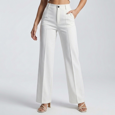 Pantaloni a gamba dritta a vita alta da donna 8