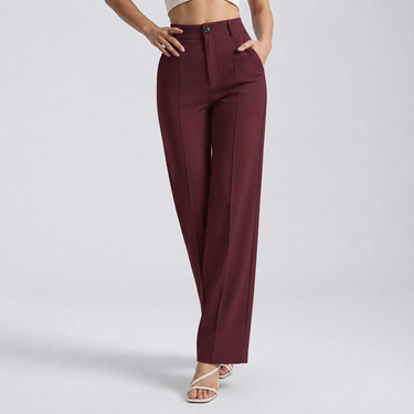 Pantaloni a gamba dritta a vita alta da donna 9