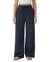Pantaloni a gamba larga da donna con vita a coulisse 1