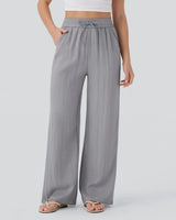 Pantaloni a gamba larga da donna con vita a coulisse 10
