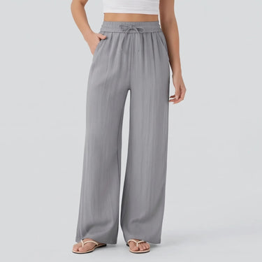 Pantaloni a gamba larga da donna con vita a coulisse 10