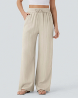 Pantaloni a gamba larga da donna con vita a coulisse 6