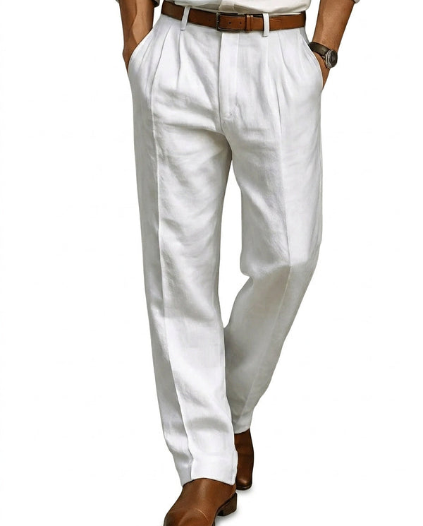 Pantaloni a pieghe da uomo con passanti per cintura 1