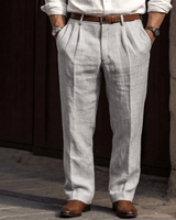 Pantaloni a pieghe da uomo con passanti per cintura 2