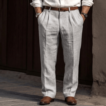 Pantaloni a pieghe da uomo con passanti per cintura 2