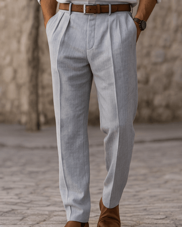 Pantaloni a pieghe da uomo con passanti per cintura 5