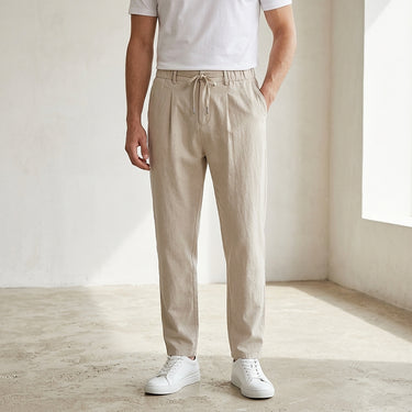 Pantaloni a pieghe da uomo con vita a coulisse 4